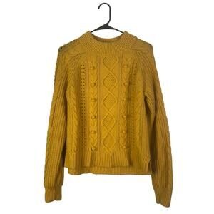 J. Crew Women Azra Cable Knit Pullover Crewneck Raglan Sleeve Classic Medium